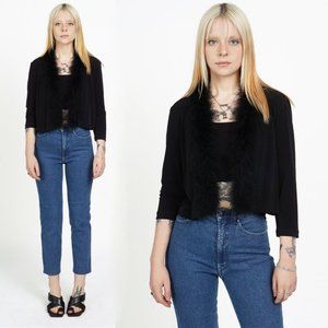 Calvin Klein Y2K Feather Sheer Bolero Top